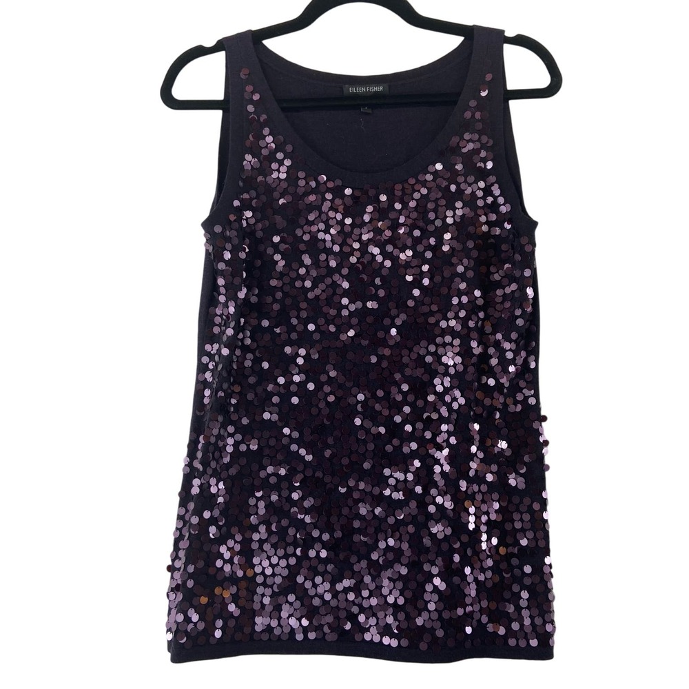 Eileen‎ Fisher Purple Merino Wool Sequin Tank Top Size Small